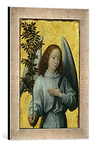 Gerahmtes Bild von Hans Memling Angel Holding an Olive Branch, Kunstdruck im hochwertigen handgefertigten Bilder-Rahmen, 30x40 cm, Silber Raya von kunst für alle