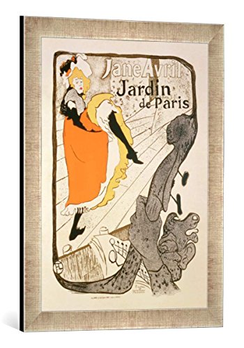 Gerahmtes Bild von Henri de Toulouse-Lautrec "Reproduction of a poster advertising 'Jane Avril' at the Jardin de Paris, 1893", Kunstdruck im hochwertigen handgefertigten Bilder-Rahmen, 40x60 cm, Silber raya von kunst für alle