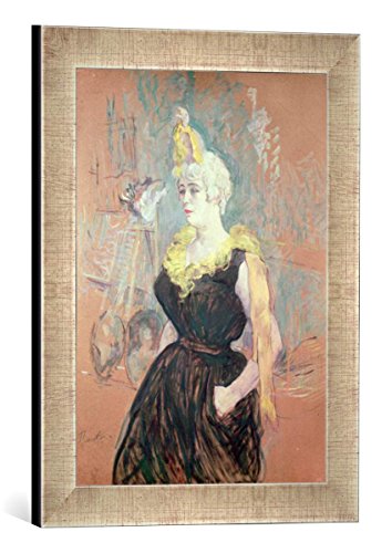 Gerahmtes Bild von Henri de Toulouse-Lautrec The Clowness Cha-U-Kao, Kunstdruck im hochwertigen handgefertigten Bilder-Rahmen, 30x40 cm, Silber Raya von kunst für alle