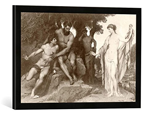 Gerahmtes Bild von Hermann Julius Schlösser Pandora vor Prometheus und Epimetheus, Kunstdruck im hochwertigen handgefertigten Bilder-Rahmen, 60x40 cm, Schwarz matt von kunst für alle