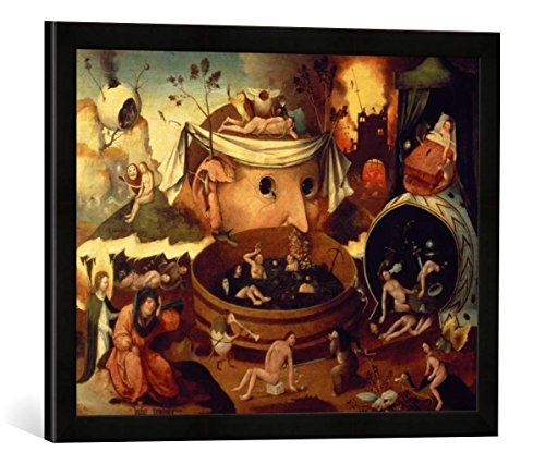 Gerahmtes Bild von Hieronymus Bosch Tondal's Vision, Kunstdruck im hochwertigen handgefertigten Bilder-Rahmen, 60x40 cm, Schwarz matt von kunst für alle