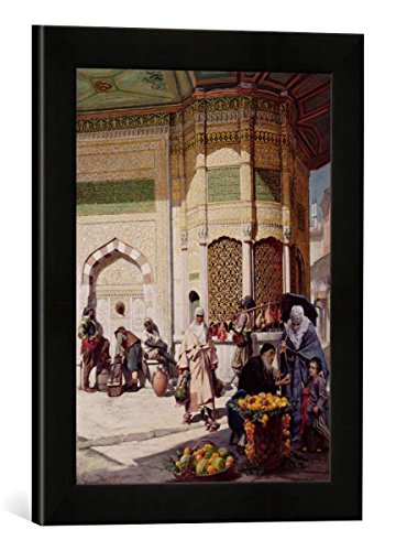 Gerahmtes Bild von Hippolyte-Dominique Berteaux Street Merchant in Istanbul, 1883", Kunstdruck im hochwertigen handgefertigten Bilder-Rahmen, 30x40 cm, Schwarz matt von kunst für alle