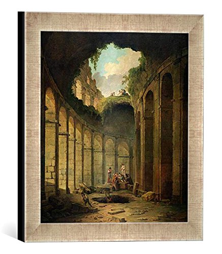 Gerahmtes Bild von Hubert Robert The Colosseum, Rome, Kunstdruck im hochwertigen handgefertigten Bilder-Rahmen, 30x30 cm, Silber Raya von kunst für alle