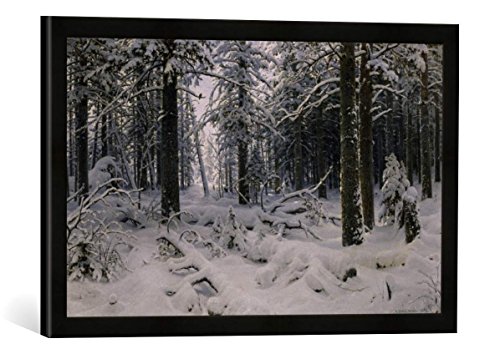 Gerahmtes Bild von IWAN Iwanowitsch Schischkin Winter, Kunstdruck im hochwertigen handgefertigten Bilder-Rahmen, 60x40 cm, Schwarz matt von kunst für alle