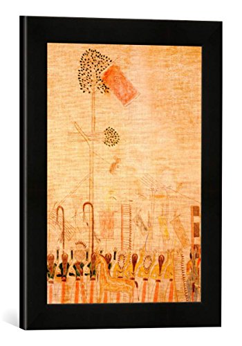 Gerahmtes Bild von Indianisch Indianer (Sonnentanz ?) / Textilmalerei, Kunstdruck im hochwertigen handgefertigten Bilder-Rahmen, 30x40 cm, Schwarz matt von kunst für alle
