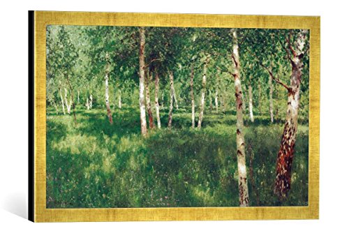 Gerahmtes Bild von Isaak Iljitsch Lewitan Birkenhain, Kunstdruck im hochwertigen handgefertigten Bilder-Rahmen, 60x40 cm, Gold Raya von kunst für alle