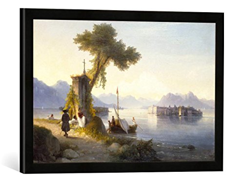 Gerahmtes Bild von Ivan Konstantinovich Aivazovsky Die Isola Bella im Lago Maggiore, Kunstdruck im hochwertigen handgefertigten Bilder-Rahmen, 60x40 cm, Schwarz matt von kunst für alle