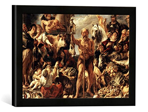 Gerahmtes Bild von Jacob Jordaens Diogenes mit der Laterne, auf dem Markte Menschen suchend, Kunstdruck im hochwertigen handgefertigten Bilder-Rahmen, 40x30 cm, Schwarz matt von kunst für alle