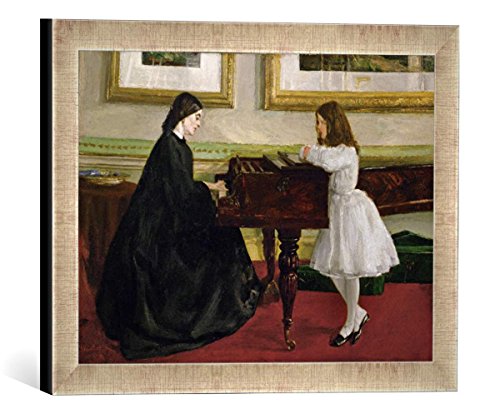 Gerahmtes Bild von James Abott McNeill Whistler at The Piano, Kunstdruck im hochwertigen handgefertigten Bilder-Rahmen, 40x30 cm, Silber Raya von kunst für alle