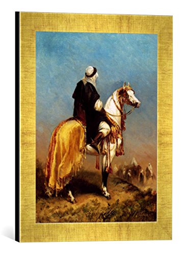 Gerahmtes Bild von James Alexander Walker An Arab Rider, Kunstdruck im hochwertigen handgefertigten Bilder-Rahmen, 30x40 cm, Gold Raya von kunst für alle