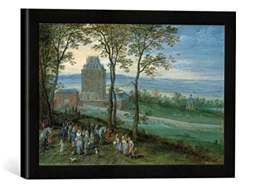 Gerahmtes Bild von Jan Brueghel der Ältere Erzherzog Albrecht und Isabella vor Schloss Mariemont, Kunstdruck im hochwertigen handgefertigten Bilder-Rahmen, 40x30 cm, Schwarz matt von kunst für alle