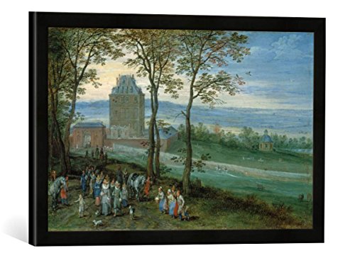Gerahmtes Bild von Jan Brueghel der Ältere Erzherzog Albrecht und Isabella vor Schloss Mariemont, Kunstdruck im hochwertigen handgefertigten Bilder-Rahmen, 60x40 cm, Schwarz matt von kunst für alle