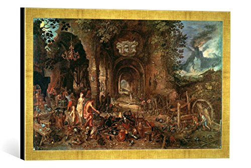 Gerahmtes Bild von Jan Brueghel der Ältere Venus in der Schmiede des Vulkan, Kunstdruck im hochwertigen handgefertigten Bilder-Rahmen, 60x40 cm, Gold Raya von kunst für alle