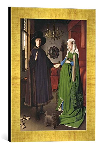 Gerahmtes Bild von Jan Van Eyck The Portrait of Giovanni Arnolfini and his Wife Giovanna Cenami 1434", Kunstdruck im hochwertigen handgefertigten Bilder-Rahmen, 30x40 cm, Gold Raya von kunst für alle