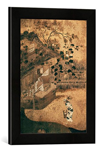 Gerahmtes Bild von Japanisch Handwerkerdarstellung/Japan.Malerei, Kunstdruck im hochwertigen handgefertigten Bilder-Rahmen, 30x40 cm, Schwarz matt von kunst für alle