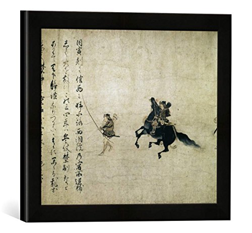 Gerahmtes Bild von Japanische Geschichte Yoshimoto Minamoto/japn.Malerei, Kunstdruck im hochwertigen handgefertigten Bilder-Rahmen, 40x30 cm, Schwarz matt von kunst für alle