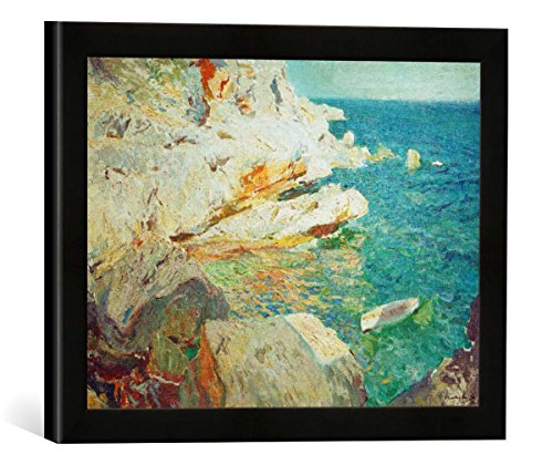 Gerahmtes Bild von Joaquin Sorolla y Bastida Felsen, Jávea, Kunstdruck im hochwertigen handgefertigten Bilder-Rahmen, 40x30 cm, Schwarz matt von kunst für alle