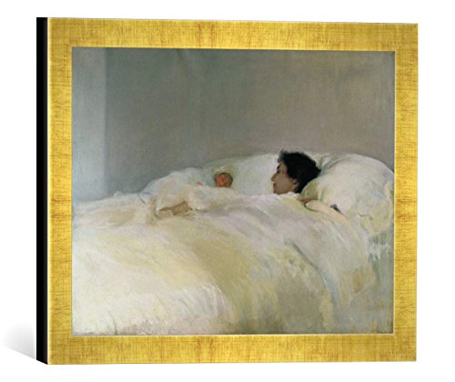 Gerahmtes Bild von Joaquin Sorolla y Bastida Mother, 1895", Kunstdruck im hochwertigen handgefertigten Bilder-Rahmen, 40x30 cm, Gold Raya von kunst für alle