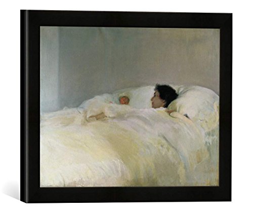 Gerahmtes Bild von Joaquin Sorolla y Bastida Mother, 1895", Kunstdruck im hochwertigen handgefertigten Bilder-Rahmen, 40x30 cm, Schwarz matt von kunst für alle