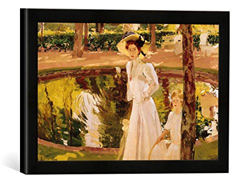 Gerahmtes Bild von Joaquin Sorolla y Bastida The Garden, 1913", Kunstdruck im hochwertigen handgefertigten Bilder-Rahmen, 40x30 cm, Schwarz matt von kunst für alle