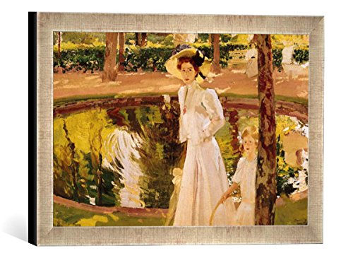 Gerahmtes Bild von Joaquin Sorolla y Bastida The Garden, 1913", Kunstdruck im hochwertigen handgefertigten Bilder-Rahmen, 40x30 cm, Silber Raya von kunst für alle