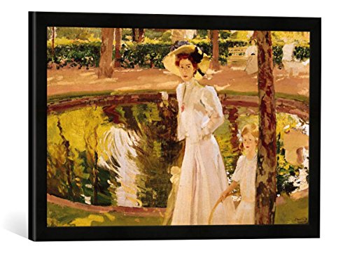 Gerahmtes Bild von Joaquin Sorolla y Bastida The Garden, 1913", Kunstdruck im hochwertigen handgefertigten Bilder-Rahmen, 60x40 cm, Schwarz matt von kunst für alle