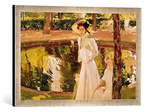 Gerahmtes Bild von Joaquin Sorolla y Bastida The Garden, 1913", Kunstdruck im hochwertigen handgefertigten Bilder-Rahmen, 60x40 cm, Silber Raya von kunst für alle
