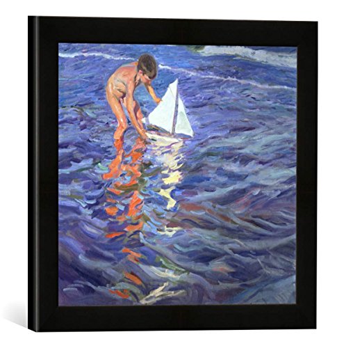 Gerahmtes Bild von Joaquin Sorolla y Bastida The Young Yachtsman, 1909", Kunstdruck im hochwertigen handgefertigten Bilder-Rahmen, 40x30 cm, Schwarz matt von kunst für alle