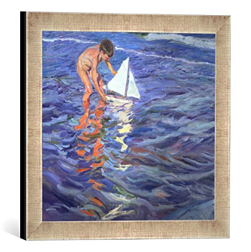 Gerahmtes Bild von Joaquin Sorolla y Bastida The Young Yachtsman, 1909", Kunstdruck im hochwertigen handgefertigten Bilder-Rahmen, 40x30 cm, Silber Raya von kunst für alle