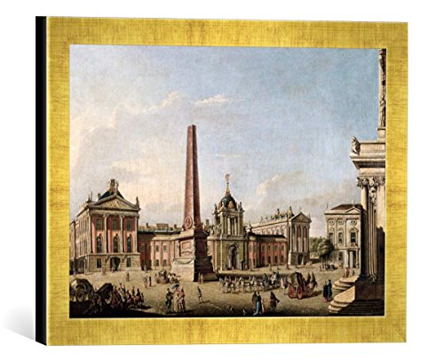 Gerahmtes Bild von Johann Friedrich Meyer View of The Old Market and The Front Gate of The Schloss Sanssouci, 1773", Kunstdruck im hochwertigen handgefertigten Bilder-Rahmen, 40x30 cm, Gold Raya von kunst für alle