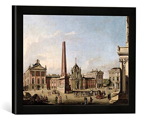 Gerahmtes Bild von Johann Friedrich Meyer View of The Old Market and The Front Gate of The Schloss Sanssouci, 1773", Kunstdruck im hochwertigen handgefertigten Bilder-Rahmen, 40x30 cm, Schwarz matt von kunst für alle