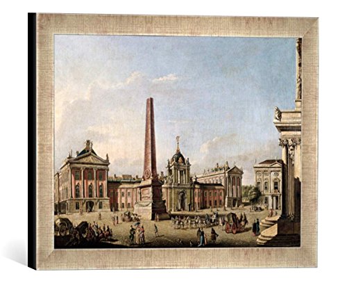 Gerahmtes Bild von Johann Friedrich Meyer View of The Old Market and The Front Gate of The Schloss Sanssouci, 1773", Kunstdruck im hochwertigen handgefertigten Bilder-Rahmen, 40x30 cm, Silber Raya von kunst für alle