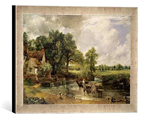 Gerahmtes Bild von John Constable The Hay Wain, 1821", Kunstdruck im hochwertigen handgefertigten Bilder-Rahmen, 40x30 cm, Silber Raya von kunst für alle