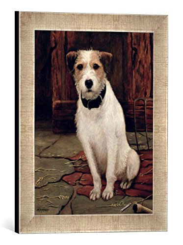 Gerahmtes Bild von John Rabone Harvey Portrait of Terrier, Kunstdruck im hochwertigen handgefertigten Bilder-Rahmen, 30x40 cm, Silber Raya von kunst für alle