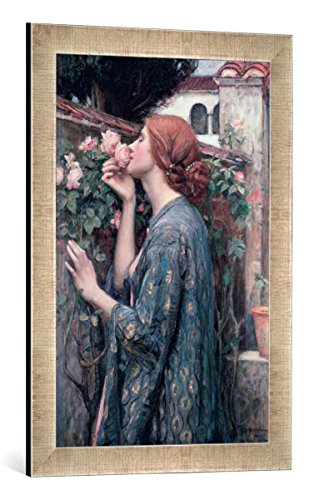 Gerahmtes Bild von John William Waterhouse The Soul of The Rose, 1908", Kunstdruck im hochwertigen handgefertigten Bilder-Rahmen, 40x60 cm, Silber Raya von kunst für alle