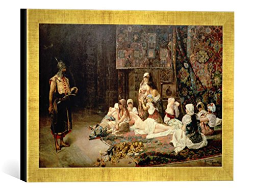 Gerahmtes Bild von José Gallegos y Arosa In The Harem, 1884", Kunstdruck im hochwertigen handgefertigten Bilder-Rahmen, 40x30 cm, Gold Raya von kunst für alle
