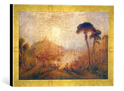 Gerahmtes Bild von Joseph Mallord William Turner Altertümliche Landschaft mit Gestalten, Kunstdruck im hochwertigen handgefertigten Bilder-Rahmen, 40x30 cm, Gold Raya von kunst für alle
