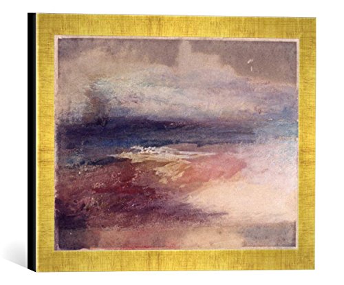Gerahmtes Bild von Joseph Mallord William Turner Coastal View at Sunset, Kunstdruck im hochwertigen handgefertigten Bilder-Rahmen, 40x30 cm, Gold Raya von kunst für alle