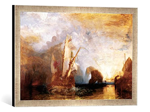 Gerahmtes Bild von Joseph Mallord William Turner Ulysses deriding Polyphemus-Homer's Odyssey, Kunstdruck im hochwertigen handgefertigten Bilder-Rahmen, 60x40 cm, Silber Raya von kunst für alle