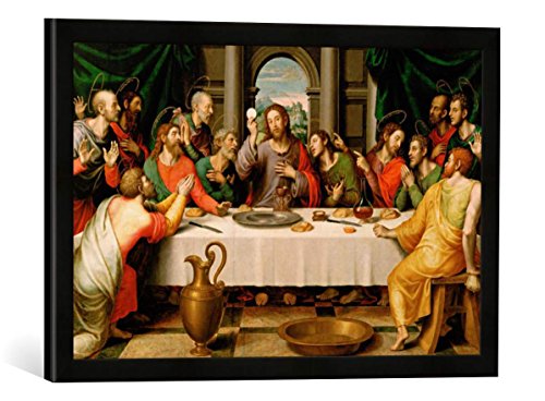 Gerahmtes Bild von Juan de Juanes Das letzte Abendmahl, Kunstdruck im hochwertigen handgefertigten Bilder-Rahmen, 60x40 cm, Schwarz matt von kunst für alle