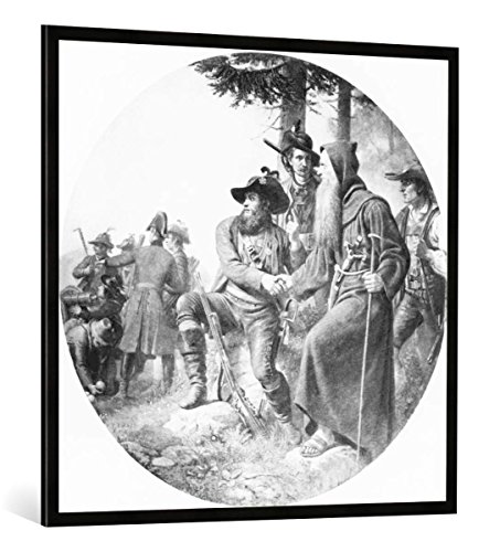 Gerahmtes Bild von Karl von Blaas Der Kampf auf dem Berge Isel 29. Mai 1809", Kunstdruck im hochwertigen handgefertigten Bilder-Rahmen, 100x100 cm, Schwarz matt von kunst für alle