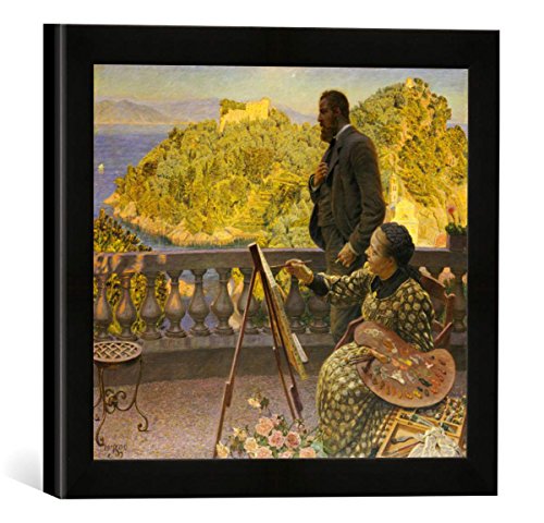 Gerahmtes Bild von Kristian Zahrtmann Friedrich III. und Seine Gemahlin auf der Terrasse der Villa Carnavon, Kunstdruck im hochwertigen handgefertigten Bilder-Rahmen, 30x30 cm, Schwarz matt von kunst für alle