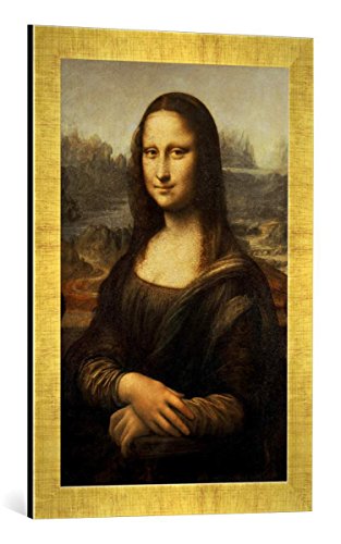 Gerahmtes Bild von Leonardo da Vinci Mona Lisa, Kunstdruck im hochwertigen handgefertigten Bilder-Rahmen, 40x60 cm, Gold Raya von kunst für alle