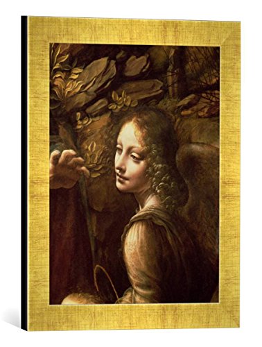 Gerahmtes Bild von Leonardo da Vinci The Virgin of The Rocks Detail of The Angel, c.1508 (Detail of 28916)", Kunstdruck im hochwertigen handgefertigten Bilder-Rahmen, 30x40 cm, Gold Raya von kunst für alle