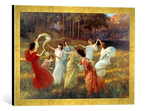 Gerahmtes Bild von Léopold François Kowalsky Frühling, Kunstdruck im hochwertigen handgefertigten Bilder-Rahmen, 60x40 cm, Gold Raya von kunst für alle