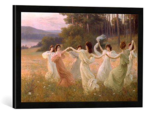 Gerahmtes Bild von Léopold François Kowalsky Tanzende Mädchen, Kunstdruck im hochwertigen handgefertigten Bilder-Rahmen, 60x40 cm, Schwarz matt von kunst für alle