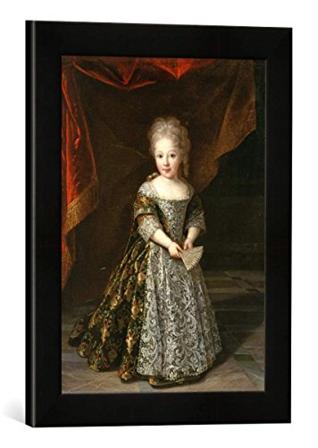 Gerahmtes Bild von Louis Ferdinand Elle der Jüngere Bildnis eines kleinen Mädchens mit Fächer, Kunstdruck im hochwertigen handgefertigten Bilder-Rahmen, 30x40 cm, Schwarz matt von kunst für alle