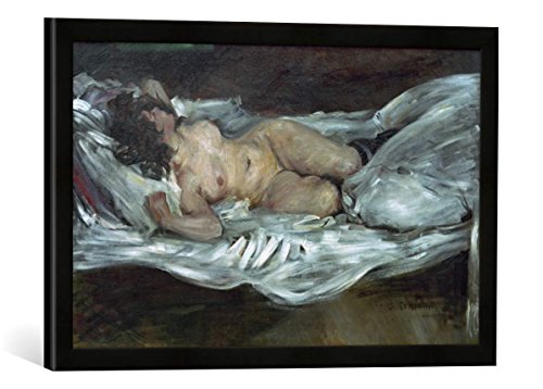 Gerahmtes Bild von Lovis Corinth Liegender weiblicher Akt, Kunstdruck im hochwertigen handgefertigten Bilder-Rahmen, 60x40 cm, Schwarz matt von kunst für alle