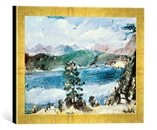 Gerahmtes Bild von Lovis Corinth Walchensee mit Lärche, Kunstdruck im hochwertigen handgefertigten Bilder-Rahmen, 40x30 cm, Gold Raya von kunst für alle