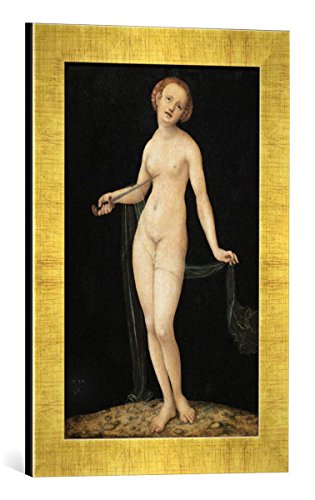 Gerahmtes Bild von Lucas Cranach der Ältere Lucretia, Kunstdruck im hochwertigen handgefertigten Bilder-Rahmen, 30x40 cm, Gold Raya von kunst für alle